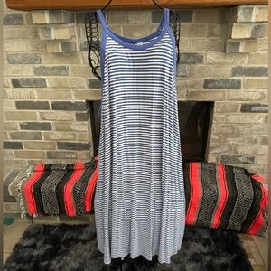 Old Navy Blue and White Striped Maxi Dress